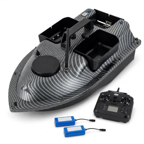Futterboot mit Echolot und Gps500m RC Köderboot mit 3 Köderboxen (Grau)