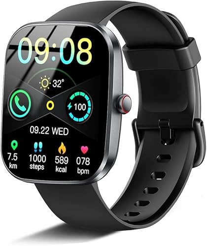 Smartwatch Damen Herren, 1.91'' Zoll HD Smart Watch mit Bluetooth Anrufe, Fitness Tracker Schrittzähler mit 110+ Sportmodi, Schlafmonitor SpO2 Herzfrequenz, IP68 Wasserdicht Fitnessuhr für Android iOS