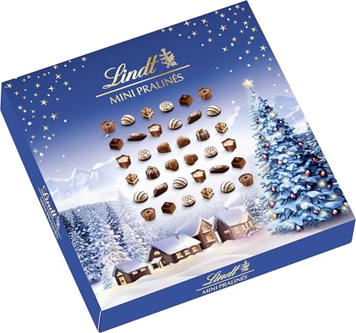 Lindt Mini Pralinés Weihnachten | 180g |  mit 36 festlichen Pralinen in 9 Sorten | Teilweise alkoholhaltig | Edles Schokoladengeschenk zu Weihnachten | Exklusives Pralinen-Geschenk