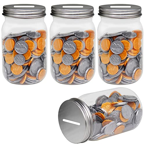 Mczcent Sparschwein Klein-4PACK, Sparbüchse Transparent für Münzen, Spardose Wenig Plastik Durchsichtig, Kleine Spardosen Piggy Coin Money Saving Bank Münzen Jar Box für Jungen Mädchen Kinder