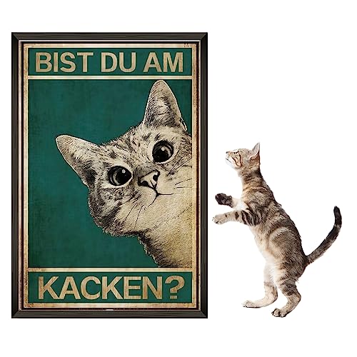 Jognee Bist du am kacken Katze Bild Poster, Lustige Wanddekoration für Bad WC Toilette Klo Gäste-WC, mit witzigem Spruch, Vintage Katze Bad Wanddekoration ohne Rahmen Toilette Deko (20cm*30cm) (1)