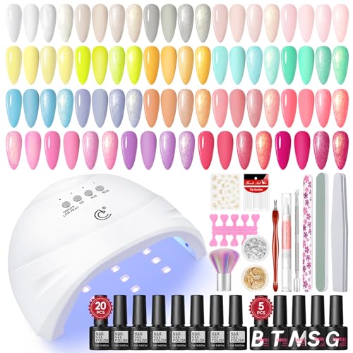 COSCELIA 37PCS Gel Nagellack Set mit UV-Licht 20 Farben Gel Nagellack Set,5 Base und Top Coat Komplettes Gelnägel Starterset mit Maniküre Werkzeugen für Frauen und Mädchen