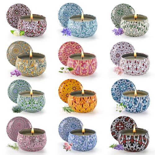 Obisesio Scented Candle Set, 12 Pack Candles for Home Scented, Aromatherapy Candle Set Gift, 2.5 oz Long Lasting Soy Candles for Men, Women, Friends Birthday, Mother's Day, Valentine Bath SPA