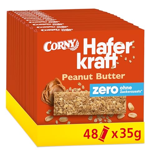 Haferriegel | Corny | Haferkraft Zero | Peanut Butter | ohne Zuckerzusatz | 134 kcal pro Riegel | vegan | 48x35g