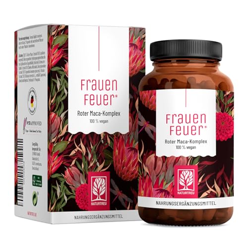 Maca Extrakt Rot 10:1 hochdosiert - Maca Komplex mit Salbei, Tribulus, Bockshornklee, Vitamin B6 & Zink für Frauen - 120 Kapseln, vegan