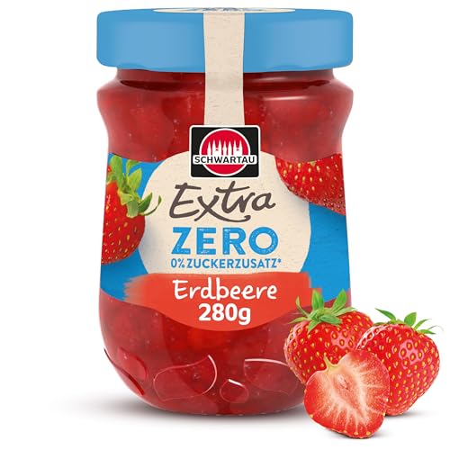 Schwartau Extra Zero Erdbeere, Fruchtaufstrich ohne Zuckerzusatz, 15 kcal pro 25g, 280g