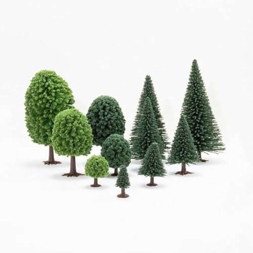 modellnatur Modellbäume & Tannen | 30 Miniatur-Bäume (3,5–14 cm) | Handkolorierter Mischwald für H0, TT, N, Z – Perfekt für Deko, Diorama, Modelleisenbahn & Landschaftsbau | 3095232