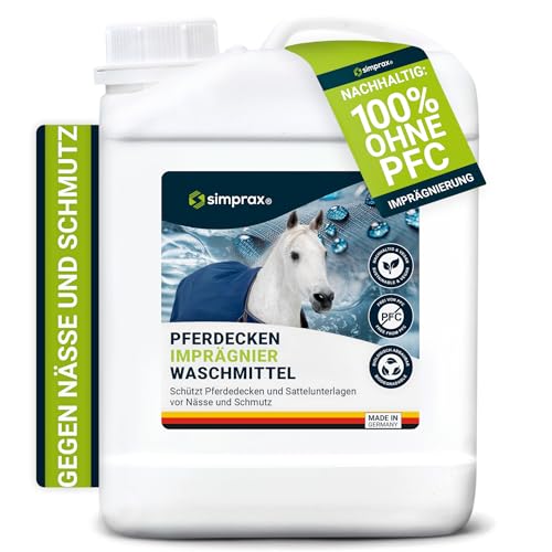 simprax® Pferdedecken Wash-In Imprägnierung – 2,5l Kanister – Atmungsaktive Einwaschimprägnierung für Pferde- / Tierdecken – Waschmaschine o. Handwäsche – nachhaltig und Zertifiziert