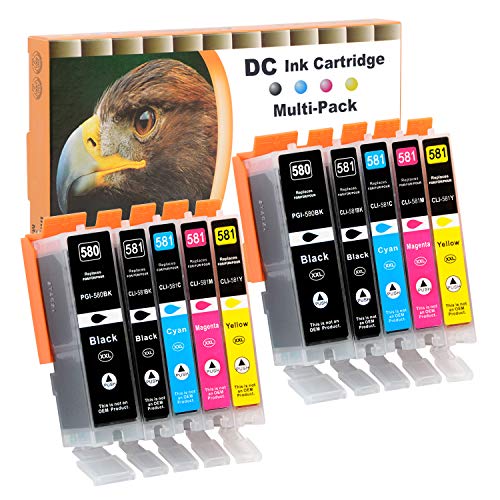 D&C 10x Druckerpatronen Kompatibel mit Canon PGI-580 CLI-581 Ersatz für Canon Pixma TR7550 TR8550 TS6150 TS6151 TS6250 TS6251 TS8150 TS8151 TS8152 TS8250 TS8251 TS8252 TS9150 TS9155 TS9550 mit Chip