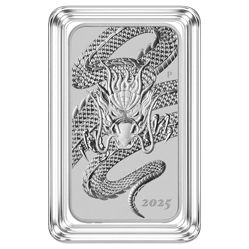 Dragon 2025 Silberbarren 1 oz (31,1 g) | The Perth Mint Australien | Feinsilber 999,9 | Rechteckiger Münzbarren in Kapsel | inkl. Grußkarte & Echtheitsgarantie | Rectangular | Drache