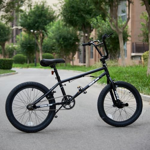 LSLIFE 20 Zoll BMX Bike für Jungen Mädchen & Erwachsene Freestyle BMX Fahrrad mit 360 Grad Rotierendem Lenker U-Brake, Professionelles Stunt Bike für Jugendliche Erwachsene Street Park