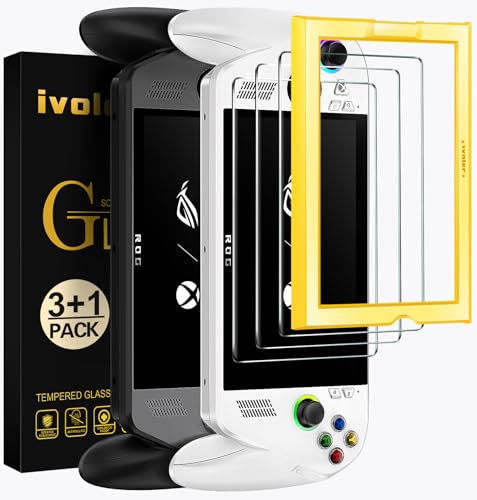 ivoler 3 Stücke Panzerglas für ROG Xbox Ally/ROG Xbox Ally X Handheld 2025, Einfache Installation mit Montagerahmen, Präzise Ausrichtung, 9H Härte Schutzfolie, HD Klar, Anti-Kratzer, Bläschenfrei