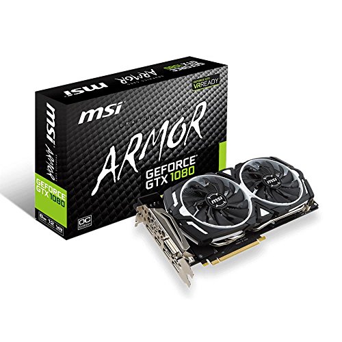 MSI GeForce GTX 1080 Armor OC 8GB Nvidia GDDR5X 1x HDMI, 3x DP, 1x DL-DVI-D, 2 Slot Afterburner OC, VR Ready, 4K-optimiert, Grafikkarte