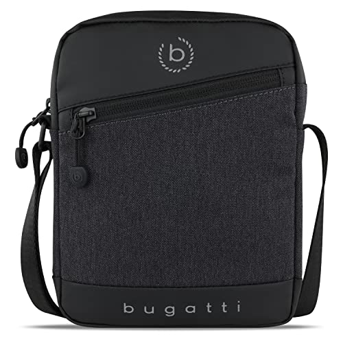 bugatti Universum Umhängetasche für Herren mit Tablet-Fach, kleine Schultertasche, schwarz