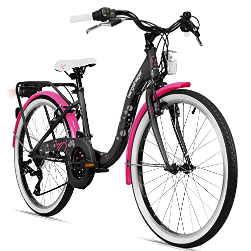 Bergsteiger Atlantis 20, 24 Zoll Kinderfahrrad, geeignet für 6,7, 8, 9, 10, 11 Jahre, StVZO, Schaltung, Mädchen-Fahrrad mit Dynamo-Licht