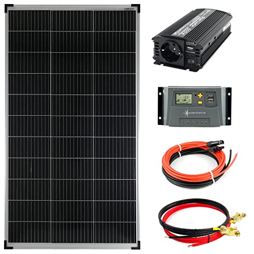 SOLARTRONICS Komplettset 1x140 Watt Solarmodul 600 Watt Wandler Laderegler Photovoltaik Inselanlage