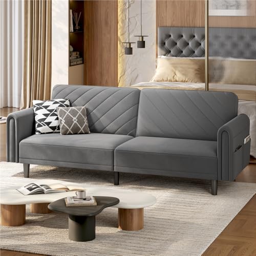 Yaheetech 2/3 Sitzer Sofa mit Schlaffunktion Schlafsofa 200 cm B Dunkelgrau
