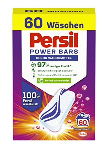 Persil Power Bars Color Waschmittel (60 Waschladungen), vordosiertes Buntwaschmittel in nachhaltiger Verpackung, für hygienisch reine Wäsche bereits ab 20° C