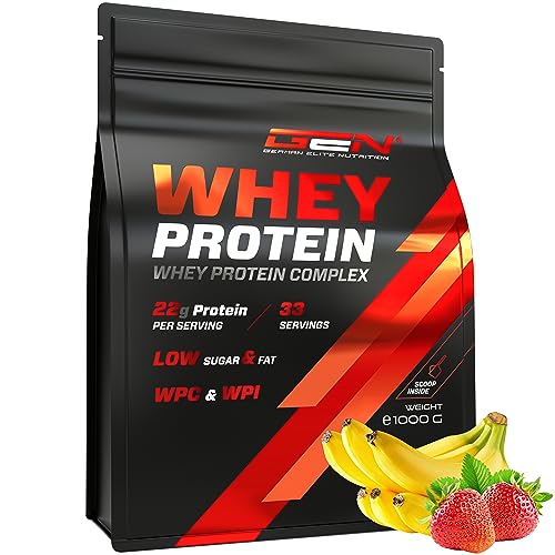 Whey Protein Komplex - 1000 g (Strawberry Banana) - Mit Isolate Anteil - Instant lösliches Eiweiss Protein Pulver mit BCAA & EAA - German Elite Nutrition