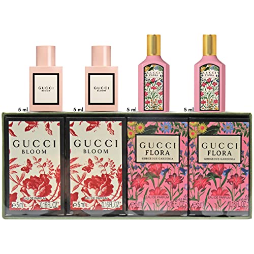 Gucci Parfums für Frauen - 4 Stück Damenduft Geschenkset für Frauen - 2x Gucci Bloom Parfüm für Frauen 4,5 g und 2x Gucci Flora Parfüm für Frauen 4,5 g