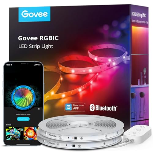 Govee LED Strip 20m, RGBIC LED Streifen mit Segmentcontrol, Musik Sync, 64 Szenenmodus, Steuerbar via App-Steuerung,Farbwechsel, Geeignet für Zuhause Schlafzimmer, 2 Rollen Streifen von 10M