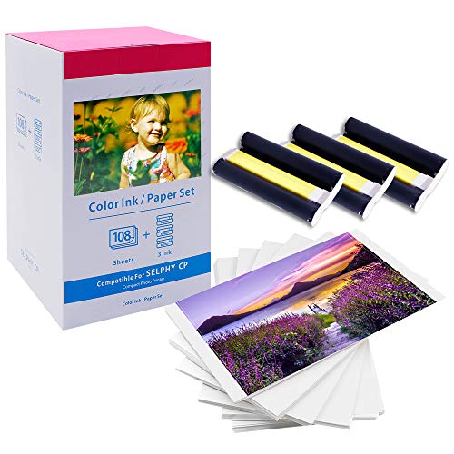 Kompatibel mit Canon Selphy CP1500 CP1300 KP-108IN Papier- und Patrone-Set