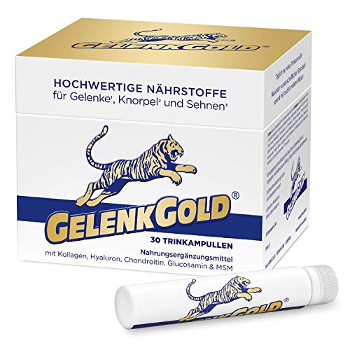 GelenkGold Gelenk-Ampullen 30 Kollagen Trinkampullen á 25ml, Collagen Drink mit Hyaluronsäure für Gelenke Knorpel und Sehnen
