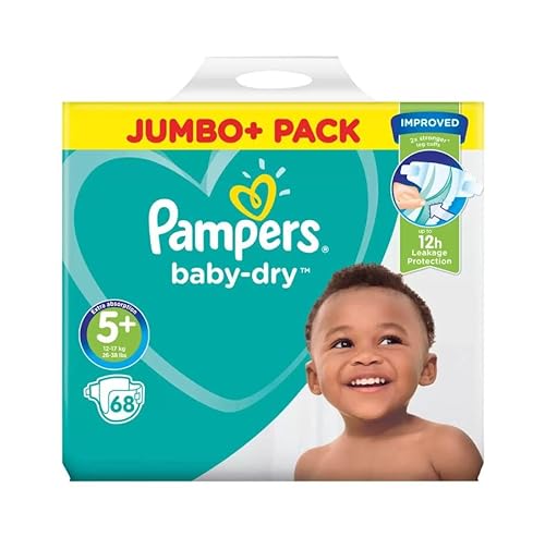 Pampers Baby-Dry Windeln Größe 5 Plus (Junior Plus) 13-27 kg, 1er Pack (1 x 68 Stück)