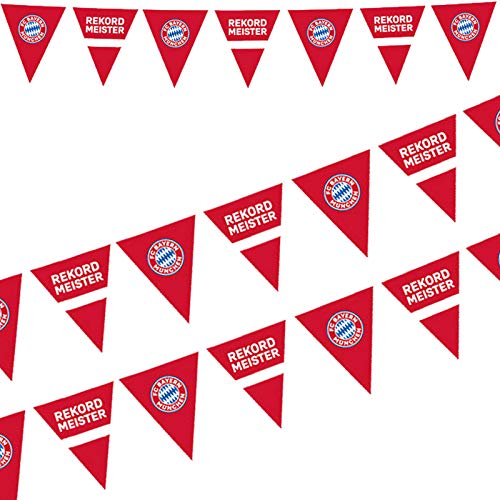 Amscan 9906516 - FC Bayern München Wimpelkette, Größe 400 x 19,5 cm, aus Plastik, Girlande für Fan- oder Fußballparty, Hängedekoration, Dekoration, Rekordmeister