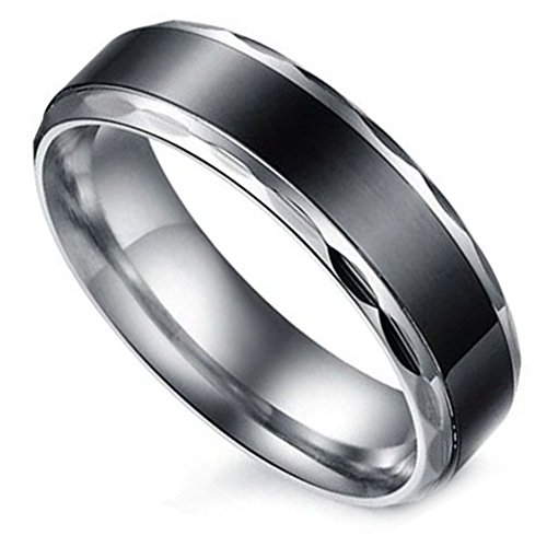 Flongo Partnerringe Damenring Herrenring Ring Edelstahl Band Ring Silber Schwarz Valentine Paar Ringe Verlobung Engagement Verlobungsringe Hochzeit Herren Größe 76mm