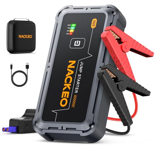 7000A Starthilfe Powerbank für PKW, 12V Batterie Booster (bis zu Allen Benzinmotoren und 10L Diesel), Starter Powerbank mit Starthilfekabel & LED Taschenlampe, Auto Starthilfe für SUV, LKW, Motorrad
