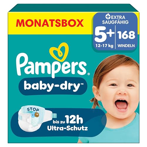 Pampers Baby-Dry Größe 5+, 168 Windeln, 12kg-17kg