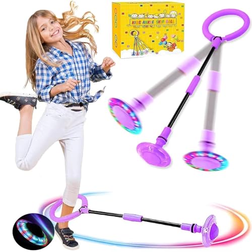Q-WOOFF Kinder Blinkender Springring, Sport Sprungball, Geeignet für Jungen und Mädchen für Bewegung, Wettkampf und Spiele im Freien,Geschenke für Mädchen,Geschenke für Jungen (Lila)