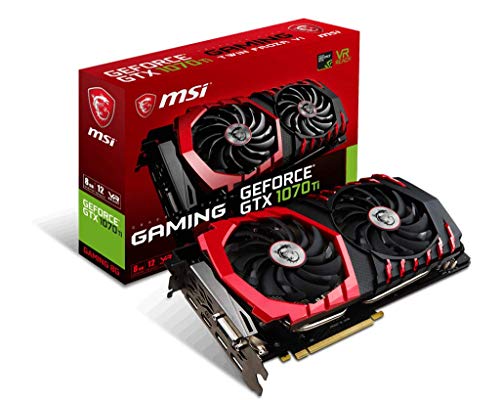 MSI GeForce GTX 1070TI Gaming 8GB Nvidia GDDR5 1x HDMI, 3x DP, 1x DL-DVI-D, 2 Slot Afterburner OC, VR Ready, 4K-optimiert, Grafikkarte