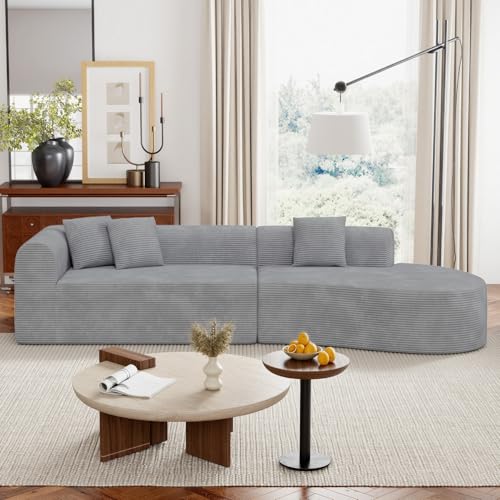 Hawthyhome Ecksofa mit Schlaffunktion 315cm Grau