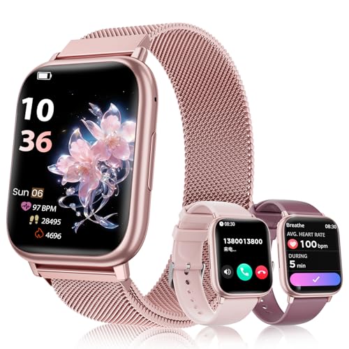 Smartwatch Damen mit Telefonfunktion, 3 Armbänder 1.83