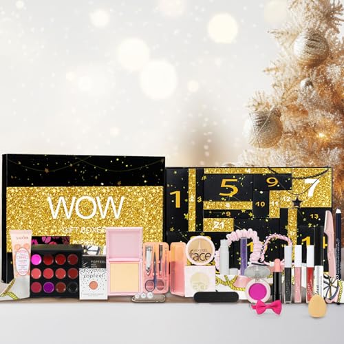Makeup Adventskalender,24pcs Adventskalender 2025 Frauen, mit verschiedenen Kosmetika hinter 24 Türchen,Adventskalender 2025 Beauty,Greetings for 2026 Überraschung Make-up-Set