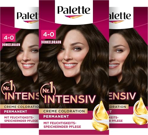 Palette Intensiv Creme Coloration 4-0/800 Dunkelbraun (115 ml), permanente Haarfarbe für leuchtende, langanhaltende Farbbrillanz & 100% Grauabdeckung