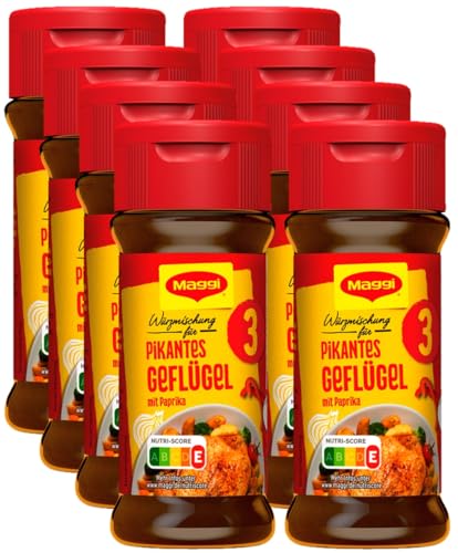MAGGI Würzmischung 3 für pikantes Geflügel, Würzmittel, süß-pikantes Paprika Hähnchen Gewürz, 8er Pack (8 x 65g)