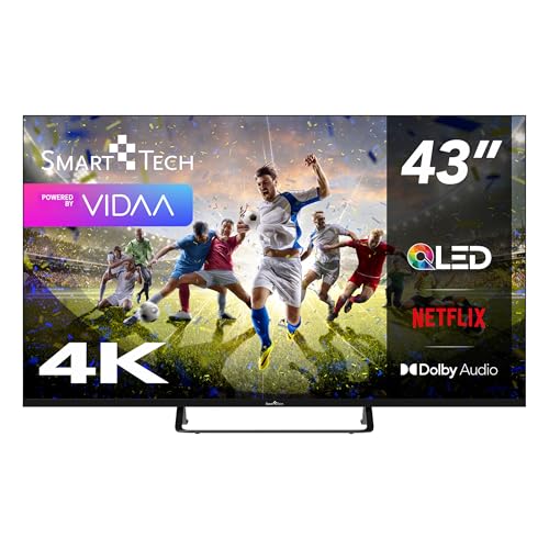Smart Tech 43QV02V QLED Fernseher 43 Zoll Smart TV VIDAA - HDR Fernseher mit 4K UHD Auflösung, Bluetooth und Triple-Tuner (2026)