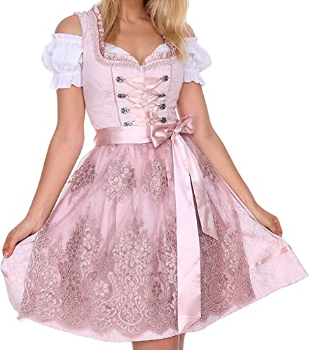 Lifos 0220 Dirndl Midi Germandress 3Tlg. Oktoberfest Gr.34 bis 52 !ORIGINAL (0600ROSA, Numeric_40)