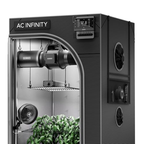 AC Infinity Advance Grow Zelt-System 60 x 120 x180 cm – 2-Pflanzen-Growset mit WLAN-Steuerung, automatisierter Belüftung und Vollspektrum Samsung LM301H LED Grow Light, 2000D Mylar-Zelt