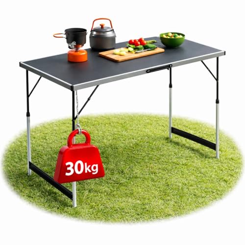 Stabiler Multifunktionstisch 100x60 cm höhenverstellbar klappbar – Campingtisch, Tapeziertisch, Klapptisch, Markttisch, Gartentisch & Buffettisch – mit Mittelstrebe gegen Durchbiegen – belastbar bis 3