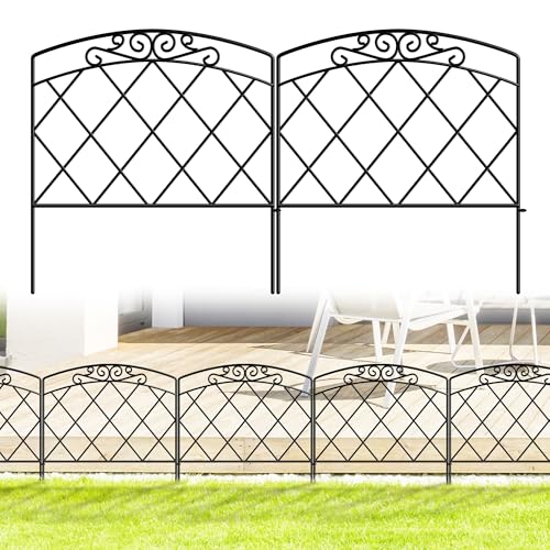 ARIFARO Dekorativer Gartenzaun 60cm H X 56cm B 5 Paneele Kein Graben Tierbarriere-Zaun, Haustierzaun Rostfreies Metallgitter-Panel-Begrenzung für Hunde, Kaninchen und Terrasse.