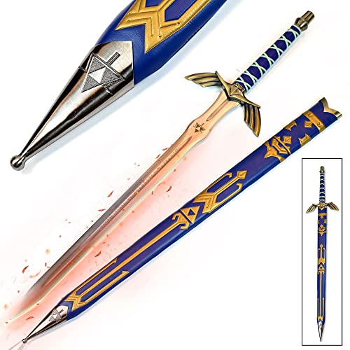 Swords and more Schwert Zelda - Zelda – Link Hylia Master Schwert, Zelda Schwert Edelstahl mit Scheide 125 Zentimeter, Metall Schwert für Zelda Kostüm & Zelda Geschenk