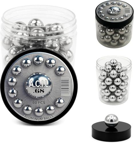 Aluminium-Balls .68 Kal. Solid Resuable Paintballs Powerballs for Target Practice, Training and Defense Pistolen in 68 Kaliber (40 Stück)
