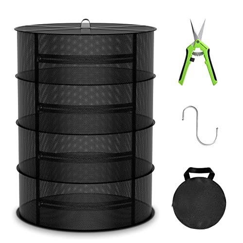 MARS HYDRO Kräuter-Trockengestell, 2 Fuß 4 Schichten Hängendes Mesh Pflanzenregale mit Reißverschluss, Gewächshauszelt Trockengestell für Kräuter, Blumen, Samen