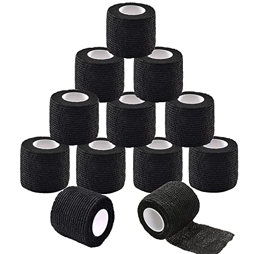 Tattoo Grip Cover Wrap – TONBAO 12 Stück 5 cm x 4,5 m Tattoo Grip Tape Wrap, elastische Bandage Wrap für Tattoo Maschine Grip Tube Zubehör, Sportband