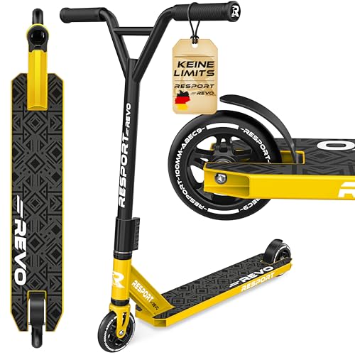 RE:SPORT® Stunt Scooter REVO für Kinder & Erwachsene mit Ständer | Profi Stuntroller 100mm PU Wheels & Y-Bar | Stuntscooter Kickscooter ABEC 9 Kugellager | Tretroller Trickroller (REVO Podium)