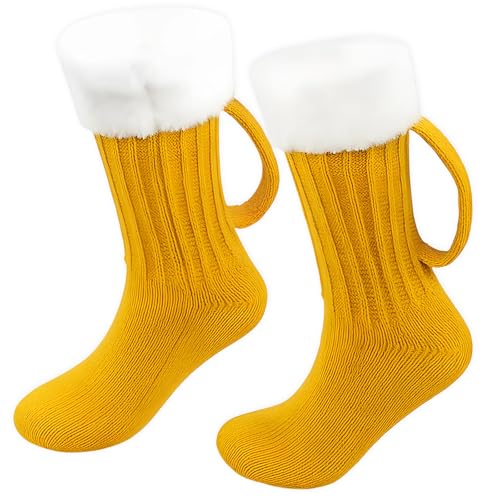 Qnvyw Biersocken, Lustige Bier Socken Für Oktoberfest, Authentische Bayerische Trachten Strümpfe, Gelbe Bierkrug-Socken, Als Geschenk Für Männer Und Frauen